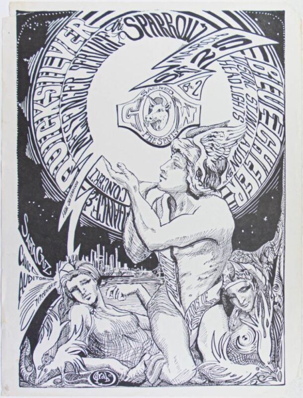 1967 Quicksilver Messenger Service Blue Cheer Santa Cruz Civic Auditorium Poster Extra Fine 63