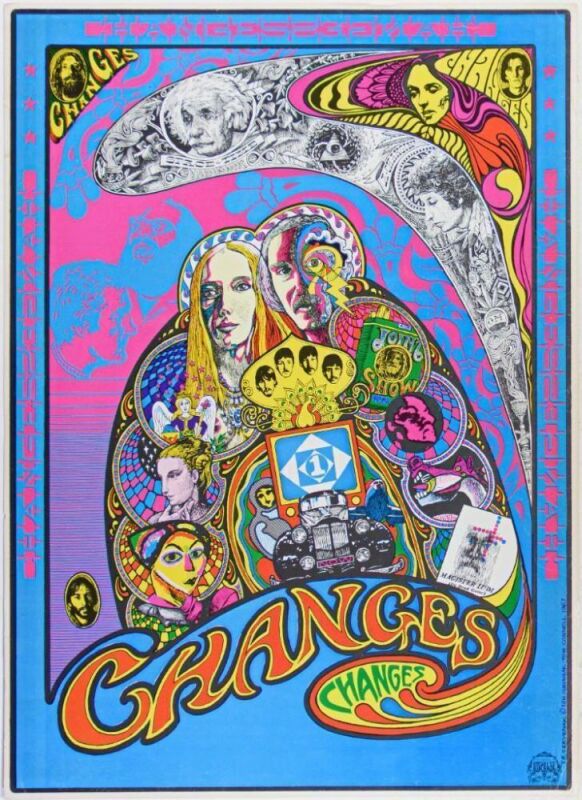 1967 Tom Cervenak Tom Connell Changes Headshop Poster Extra Fine 67