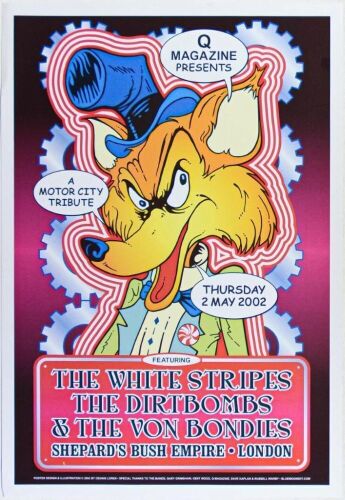 2002 The White Stripes The Dirtbombs Shepard's Bush Empire London Poster Excellent 79