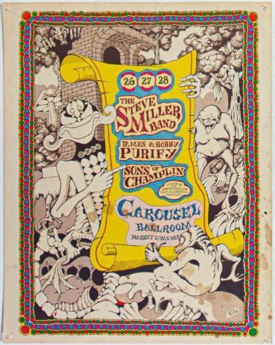 1968 AOR-2.168 Rick Shubb Sons of Champlin Steve Miller Band Carousel Ballroom Poster Extra Fine 63