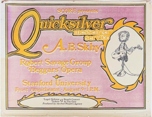 1969 Quicksilver Messenger Service Frost Amphitheatre Stanford University Poster Extra Fine 60