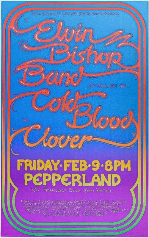 1973 AOR-4.89 Clover Cold Blood Elvin Bishop Pepperland San Rafael Poster Excellent 79