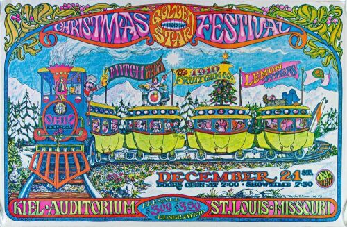 1968 Christmas Festival Mitch Ryder Lemon Pipers Kiel Auditorium Poster Excellent 75