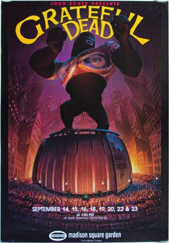 1988 Grateful Dead Madison Square Garden New York Poster Excellent 73