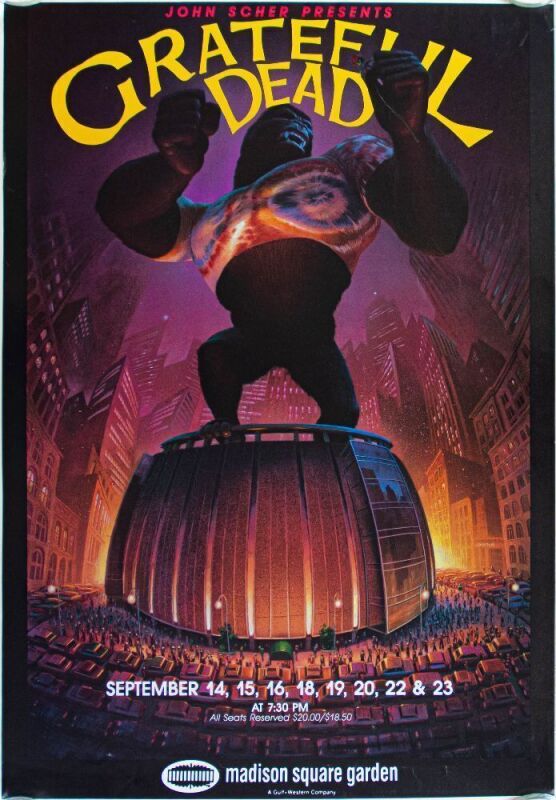 1988 Grateful Dead Madison Square Garden New York Poster Excellent 73