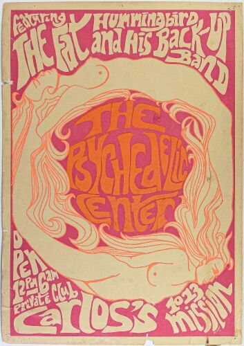 1966 The Fat Hummingbird Carlos's The Psychedelic Center Poster Fine 59