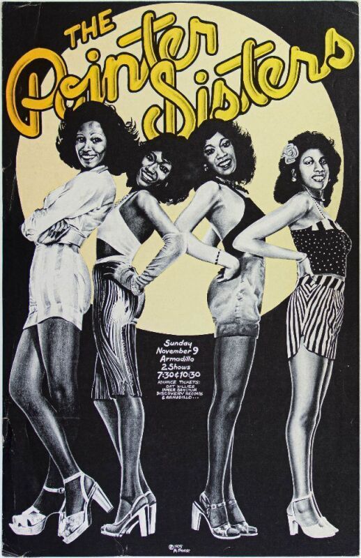 1975 The Pointer Sisters Armadillo World Headquarters Austin Poster Extra Fine 67