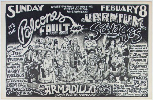 1976 Balcone's Fault Uranium Savages Armadillo World Headquarters Austin Poster Excellent 77