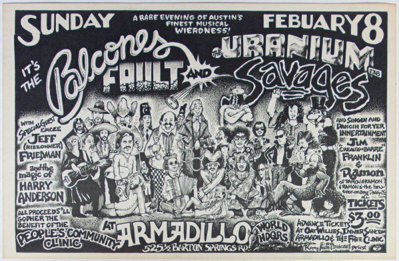 1976 Balcone's Fault Uranium Savages Armadillo World Headquarters Austin Poster Excellent 77