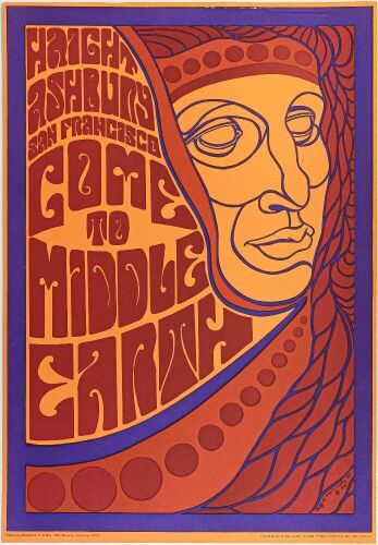 1969 Clifford Charles Seeley Come to Middle Earth Haight Ashbury Poster Excellent 71