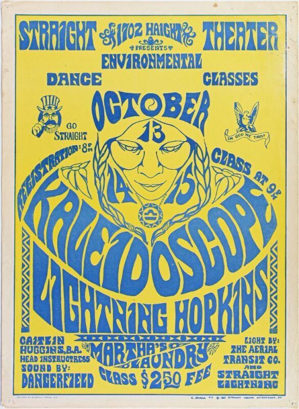 1967 Lightning Hopkins Kaleidoscope Straight Theater Poster Extra Fine 63