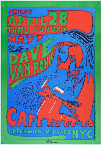 1967 Dave Van Ronk Cafe Au Go Go New York Poster Excellent 71