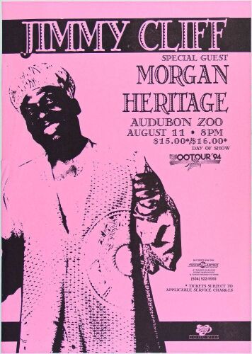 1994 Jimmy Cliff Morgan Heritage The Audubon Zoo Poster Excellent 70
