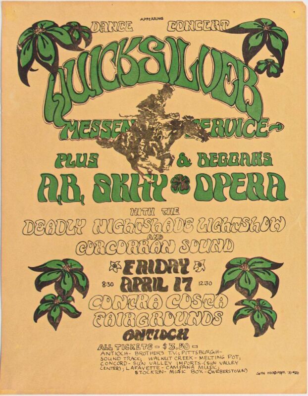 1970 Quicksilver Messenger Service A.B. Skhy The Contra Costa Fairgrounds Antioch Flyer Extra Fine 67