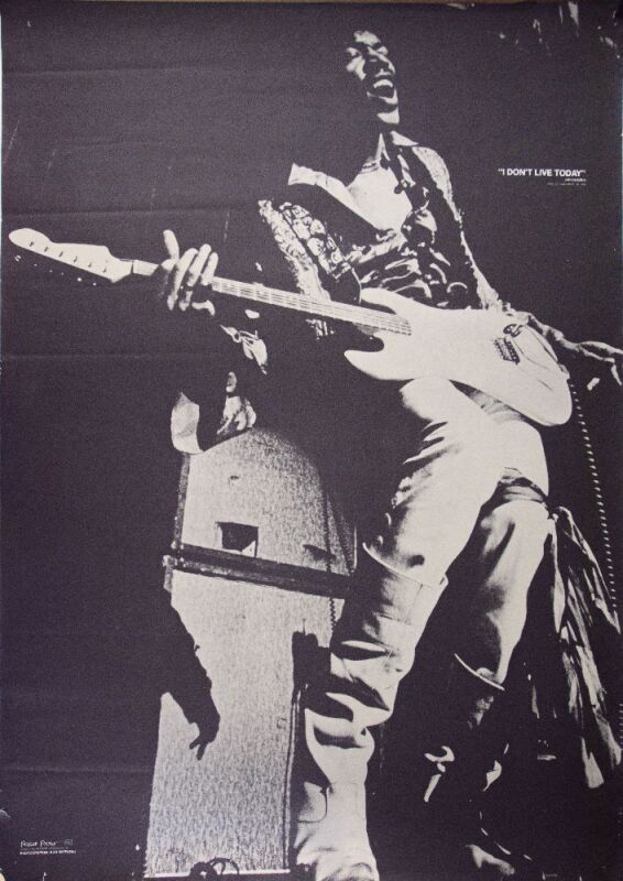 1970 Ron Raffaelli Jimi Hendrix I Don't Live Today Plymouth Square Headshop Poster Extra Fine 61
