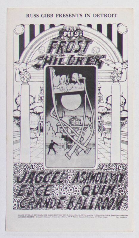 1968 G/G-680209 Frost Jagged Edge Grande Ballroom Detroit Postcard Near Mint 80