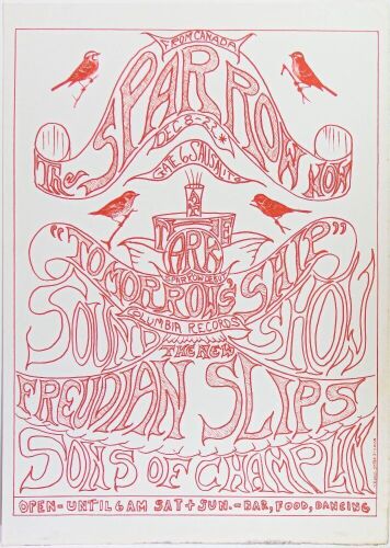 1966 Sparrow Freudian Slips Sons of Champlin The Ark Sausalito Poster Excellent 75