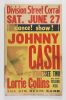 1959 Johnny Cash & His Tennessee Two The Division Street Corral Portland Cardboard Poster Fine 50
