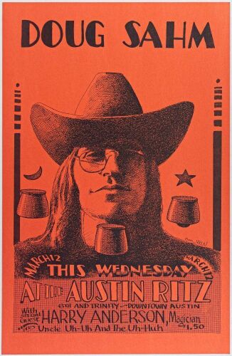 1975 Jim Franklin Doug Sahm Harry Anderson The Ritz Austin Poster Mint 91