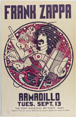 1977 Frank Zappa Armadillo World Headquarters Austin Poster Excellent 73