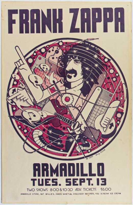 1977 Frank Zappa Armadillo World Headquarters Austin Poster Excellent 73