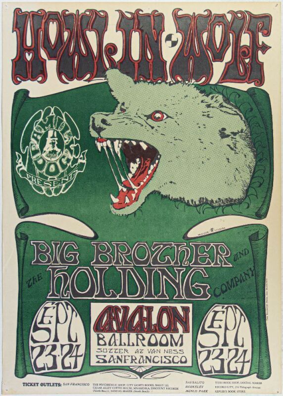 1966 FD-27 Howlin' Wolf Big Brother Avalon Ballroom Poster Excellent 73