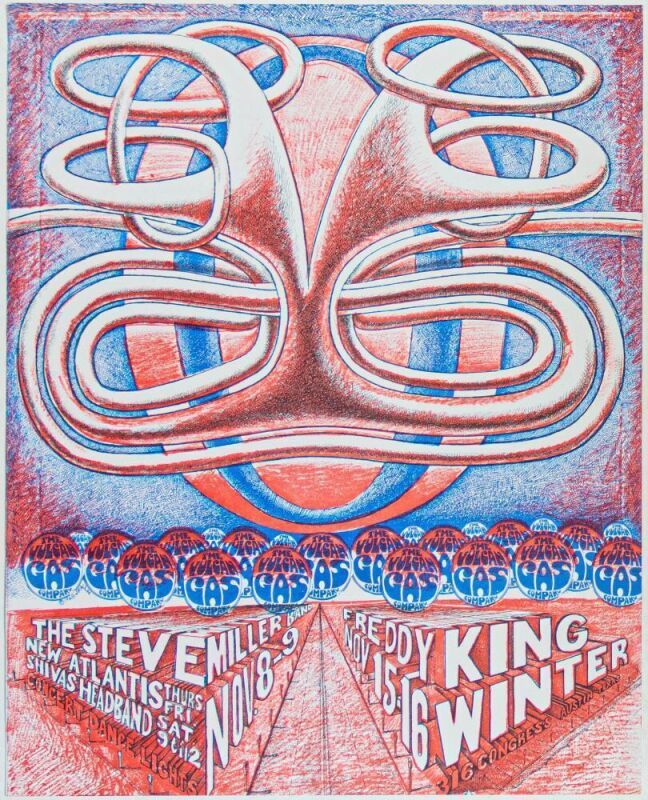1968 VG-681108 Jim Franklin Steve Miller Band Freddie King Vulcan Gas Company Austin Handbill Near Mint 83