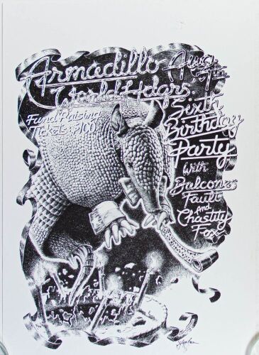 1976 Balcones Fault Chastity Fox Armadillo World Headquarters Austin Signed Yates Poster Excellent 79