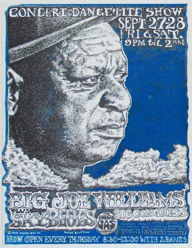 1968 VG-680927 Jim Franklin Big Joe Williams Sky Blues Vulcan Gas Company Austin Handbill Near Mint 89