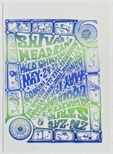 1968 VG-22A Zig Zag Quartet Shiva's Headband Vulcan Gas Company Austin Handbill Near Mint 85