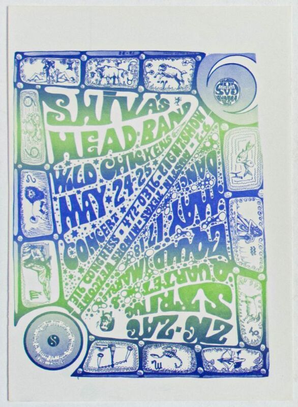 1968 VG-22A Zig Zag Quartet Shiva's Headband Vulcan Gas Company Austin Handbill Near Mint 85