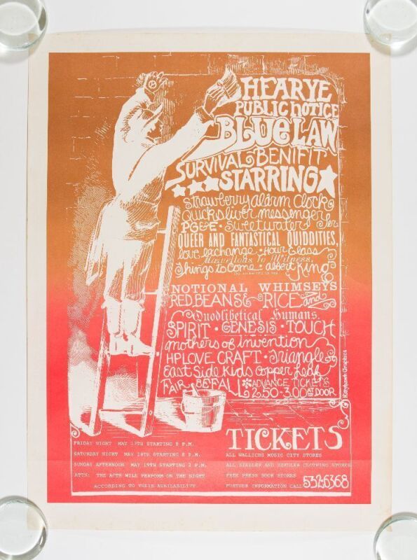 1968 Hour Glass Duane Gregg Allman Zappa & The Mothers The Blue Law Torrance Poster Extra Fine 65