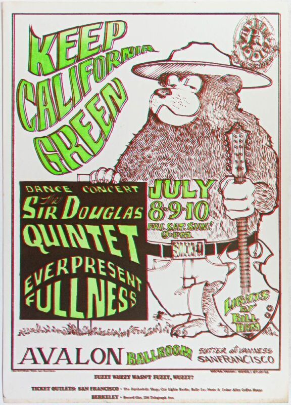 1966 FD-16 Sir Douglas Quintet Everpresent Fullness Avalon Ballroom Poster Excellent 75