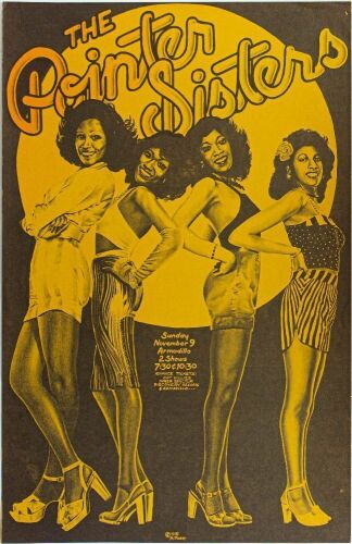 1975 The Pointer Sisters Armadillo World Headquarters Austin Poster Excellent 77