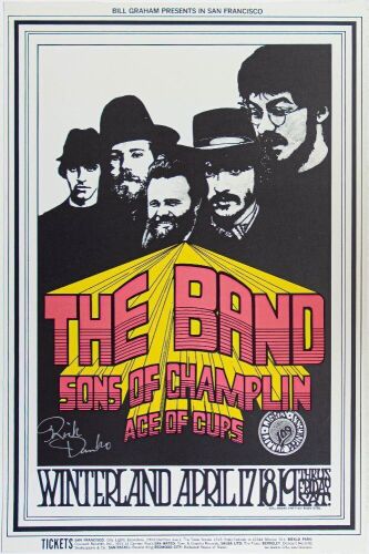 1969 BG-169 The Band Fillmore West Signed Rick Danko Poster Excellent 79