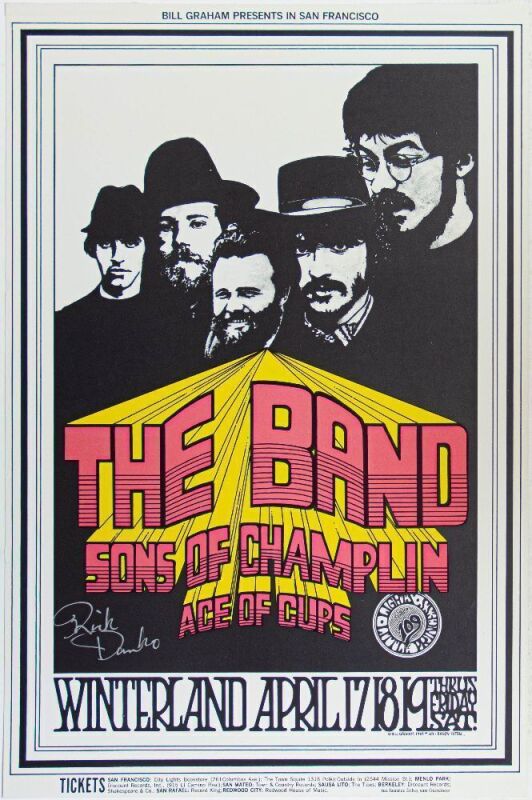 1969 BG-169 The Band Fillmore West Signed Rick Danko Poster Excellent 79