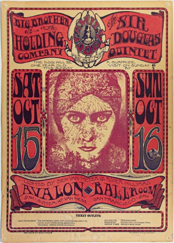 1966 FD-30 Big Brother Janis Joplin Avalon Ballroom Poster Extra Fine 65