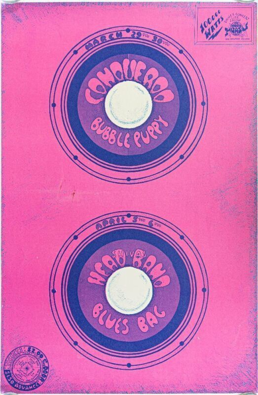 1968 VG-18 Gerry Storm Shiva's Headband Conqueroo Bubble Puppy Vulcan Gas Company Austin Poster Near Mint 81