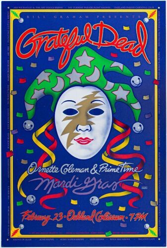 1993 BGP-72 Grateful Dead Ornette Coleman Mardi Gras Oakland Coliseum Poster Near Mint 87
