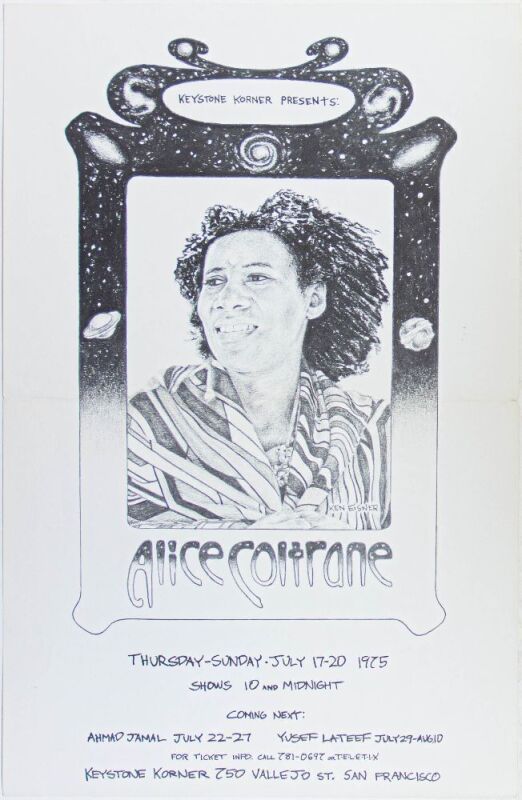 1975 Alice Coltrane The Keystone Korner Jazz Club Poster Extra Fine 69