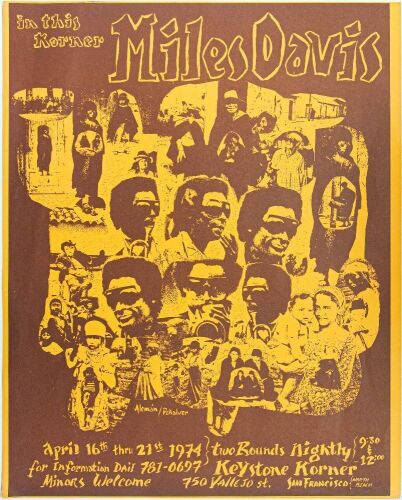 1974 Miles Davis The Keystone Korner Jazz Club Poster Excellent 75