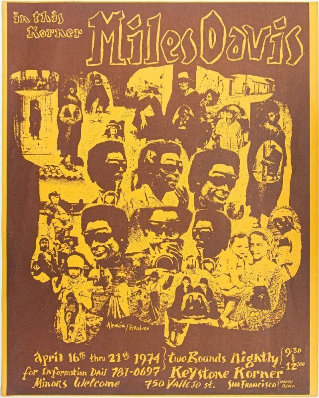 1974 Miles Davis The Keystone Korner Jazz Club Poster Excellent 75