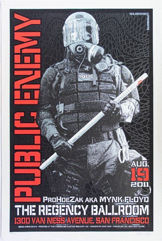 2011 Public Enemy The Regency Ballroom LE Signed Shaw Poster Near Mint 83