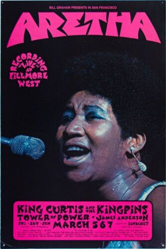 1971 BG-272 Aretha Franklin Tower of Power Fillmore West Poster Excellent 77