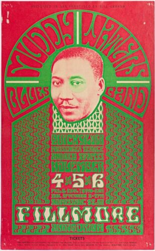 1966 BG-35 Muddy Waters Quicksilver Andrew Staples Fillmore Auditorium RP2 Poster Extra Fine 65