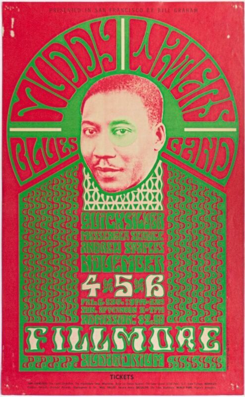 1966 BG-35 Muddy Waters Quicksilver Andrew Staples Fillmore Auditorium RP2 Poster Extra Fine 65