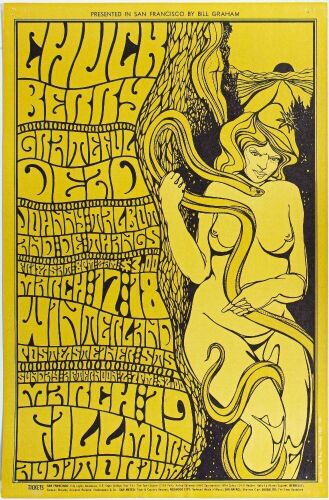 1967 BG-55 Grateful Dead Chuck Berry Fillmore Auditorium & Winterland RP2 Poster Excellent 77