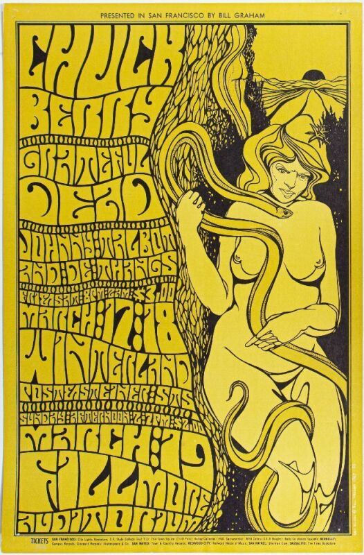 1967 BG-55 Grateful Dead Chuck Berry Fillmore Auditorium & Winterland RP2 Poster Excellent 77