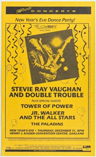 1987 Stevie Ray Vaughan & Double Trouble The Henry J. Kaiser Convention Center Oakland Flyer Near Mint 85