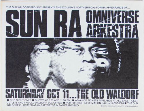 1980 Sun Ra & His Omniverse Arkestra The Old Waldorf San Francisco Handbill Near Mint 87